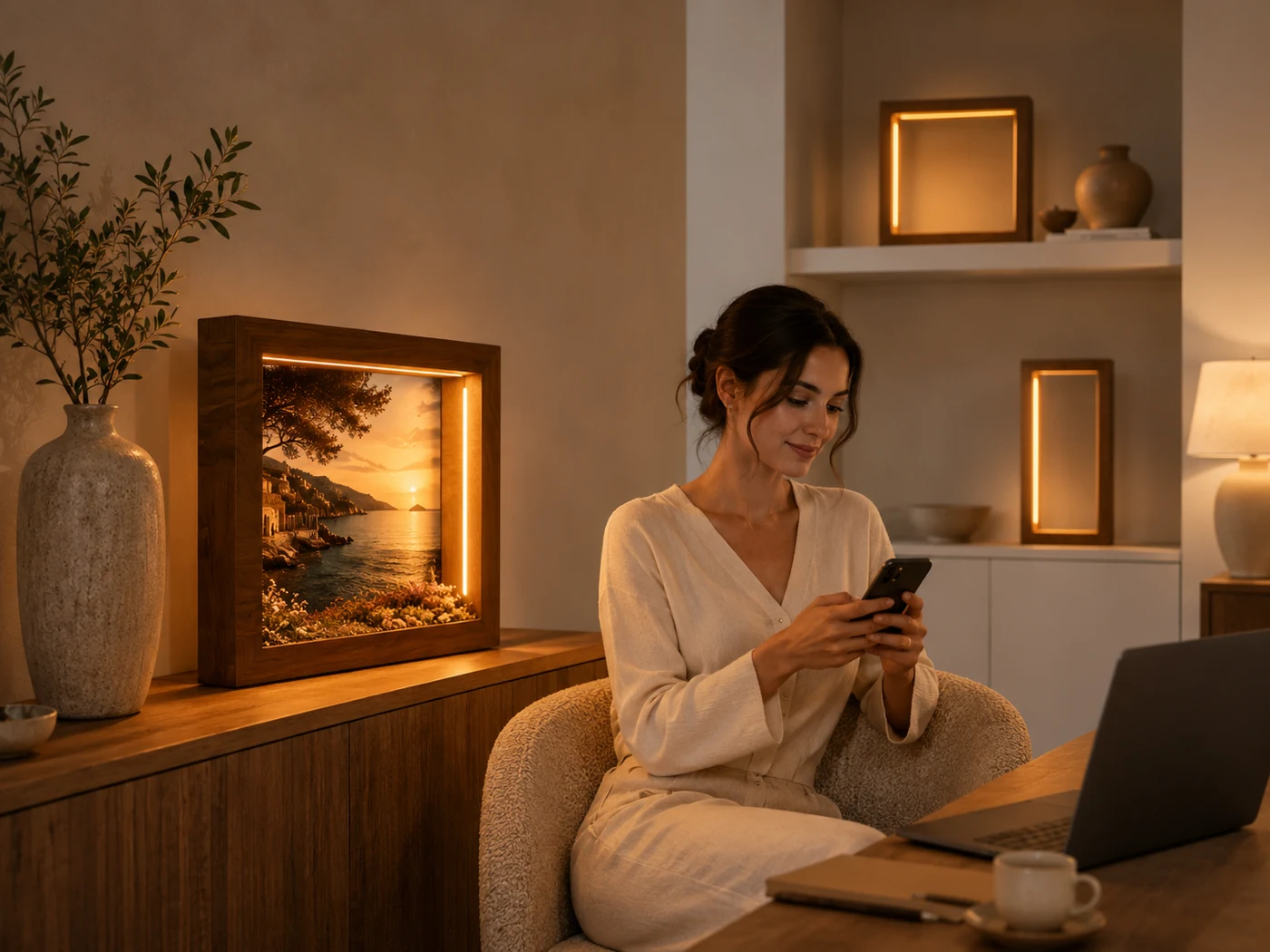 Doclarify Deco ürünlerini inceleyen ve atölyeyle iletişim kuran müşteri.