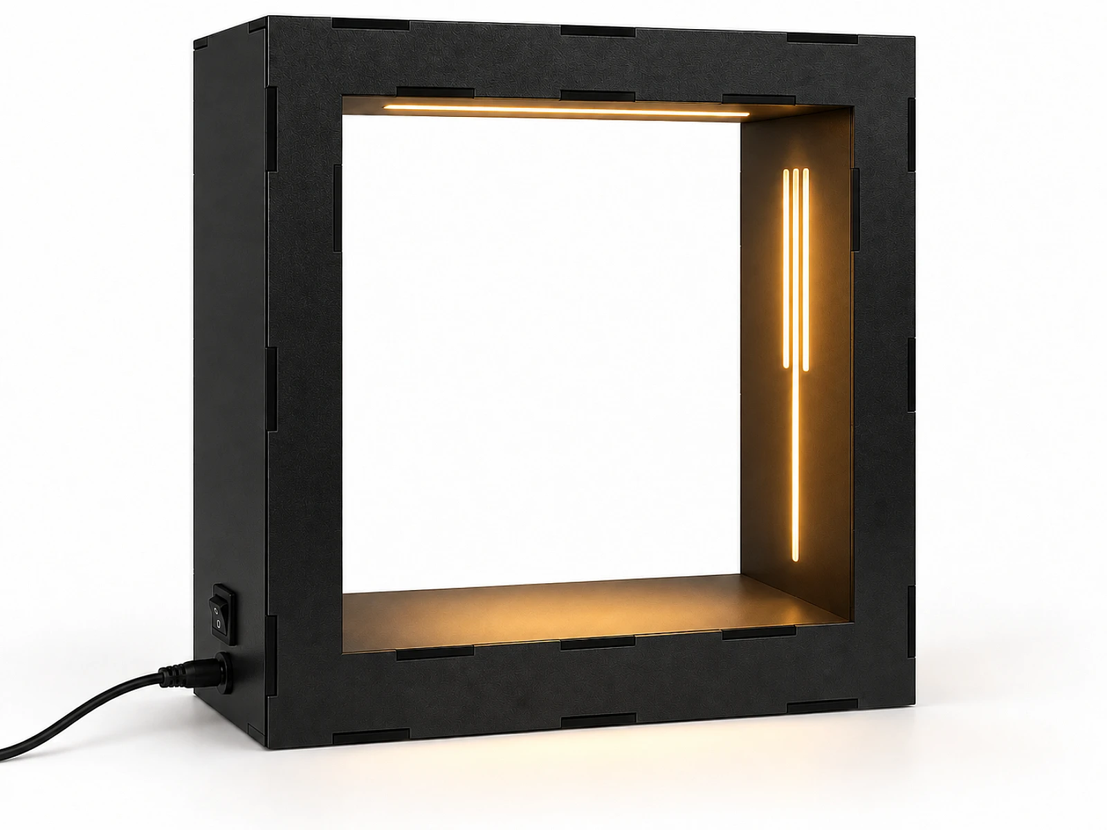 nahtarlı LED'li Siyah Obje Sergileme Çerçevesi 24x24x7 cm