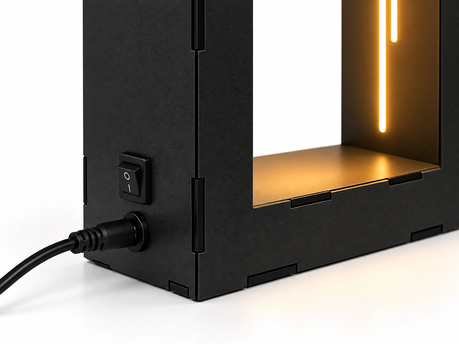 nahtarlı LED'li Siyah Obje Sergileme Çerçevesi 24x24x7 cm