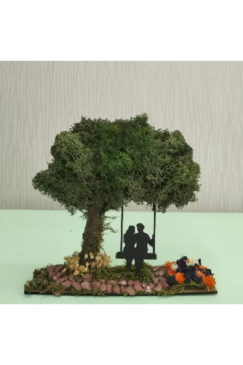 TO001 - Salıncaklı Çift ve Yosun Ağaçlı El Yapımı Dekoratif Diorama Obje - alternatif ürün görünümü