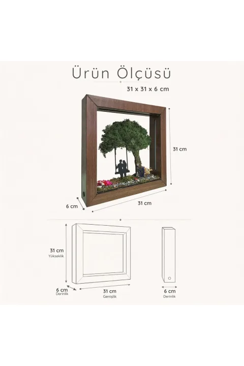 OC003 - Koyu Meşe Desenli M Boy Kumandalı Yosun Ağaçlı Modüler LED Diorama Seti - ölçü ve ebat bilgisi
