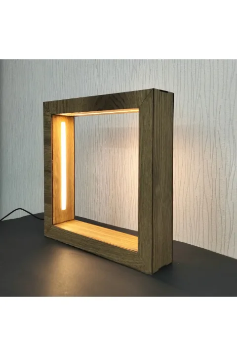 TC010 - Açık Ud Ağacı Desenli M Boy Kumandalı İçi Boş LED Obje Sergileme Çerçevesi - LED aydınlatma görünümü