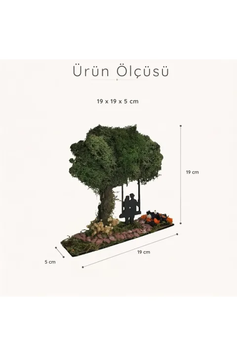 TO001 - Salıncaklı Çift ve Yosun Ağaçlı El Yapımı Dekoratif Diorama Obje - ölçü ve ebat bilgisi