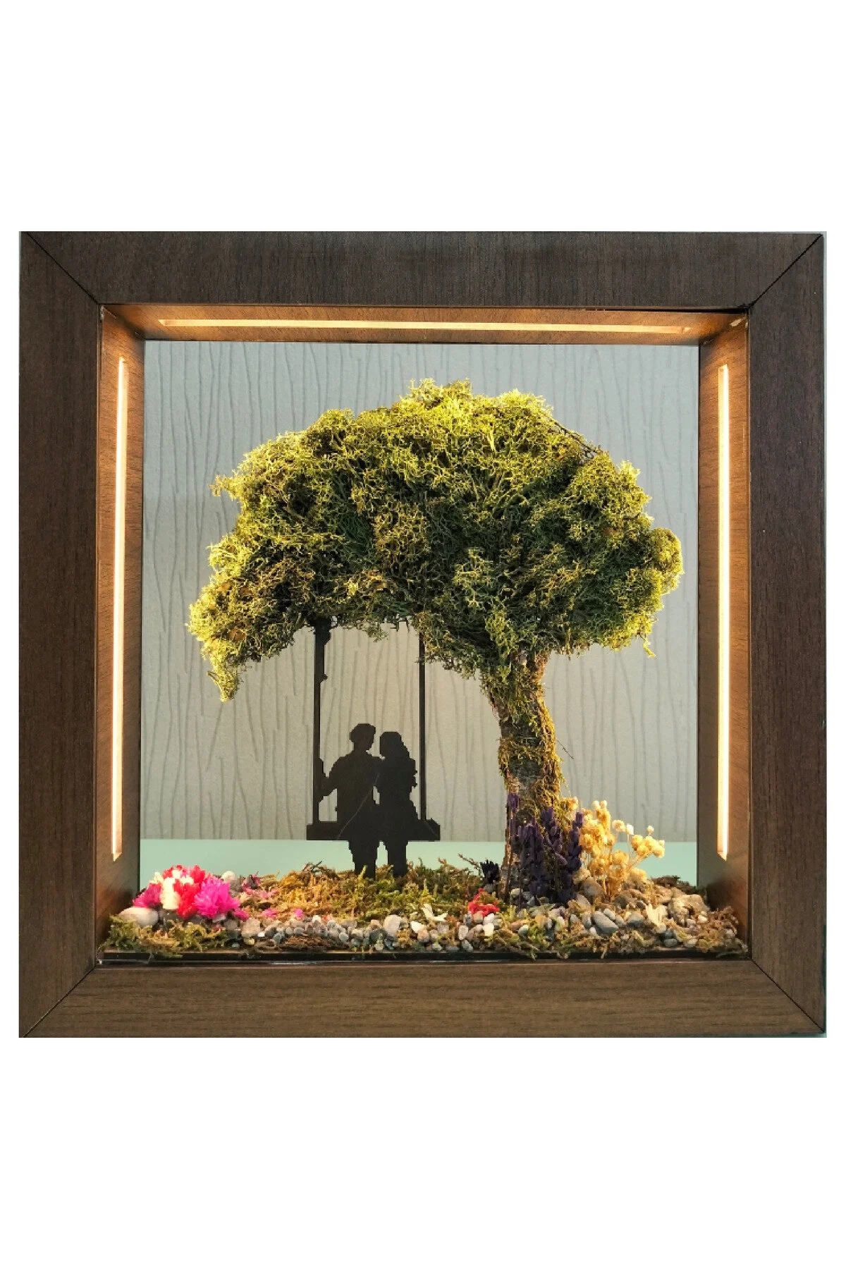 OC003 - Koyu Meşe Desenli M Boy Kumandalı Yosun Ağaçlı Modüler LED Diorama Seti - modüler LED diorama seti ana görünümü